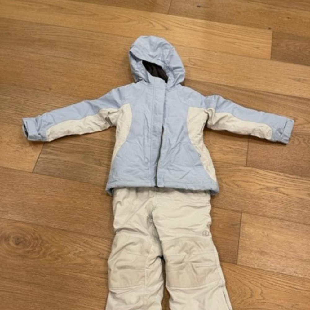 Lands' End Kids Squall Fleece Lined Waterproof Insulated Jacket & Bibs (snow)